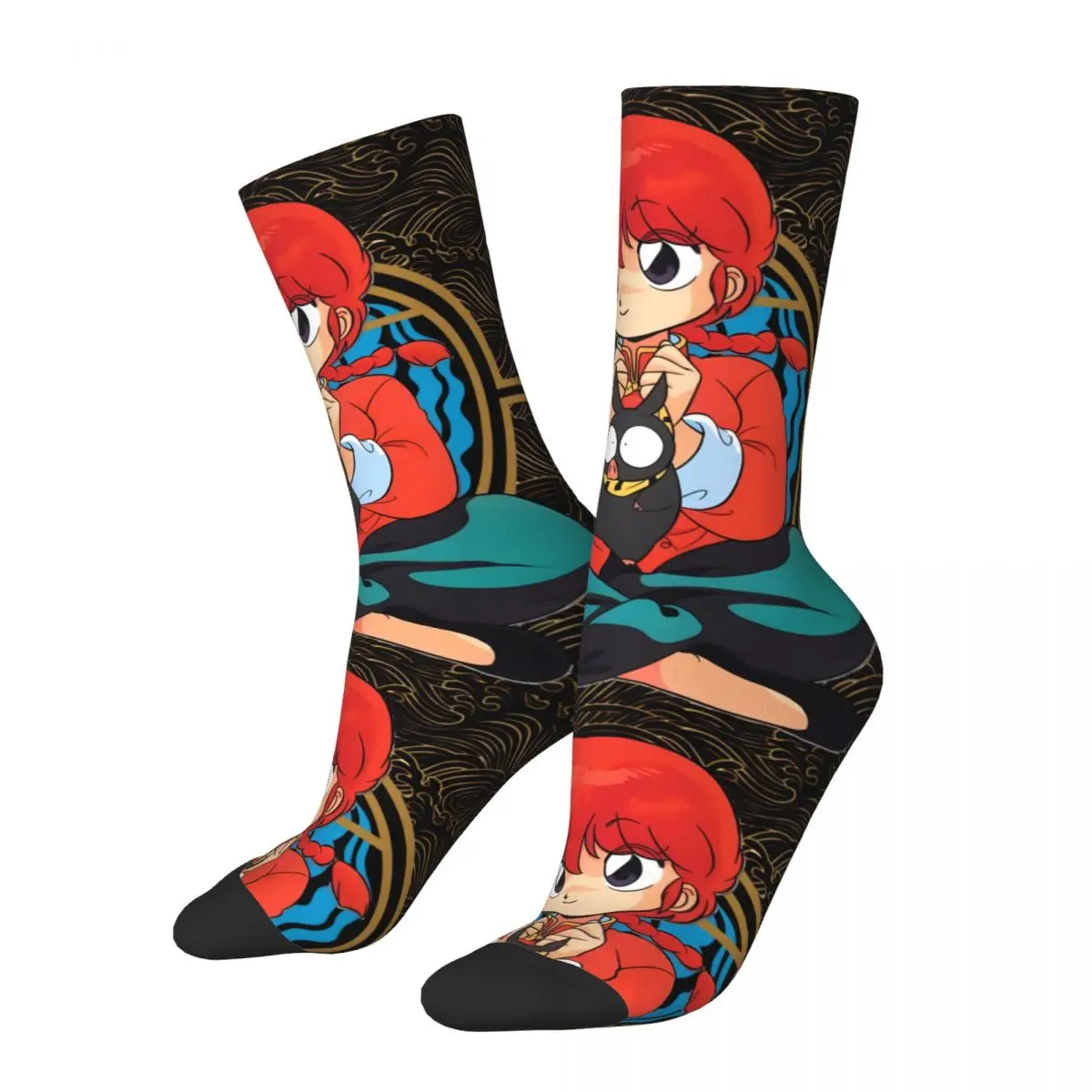 Ranma Saotome cosy High elasticity polyester fiber Unisex Running Happy 3D printing Street Style Crazy Sock