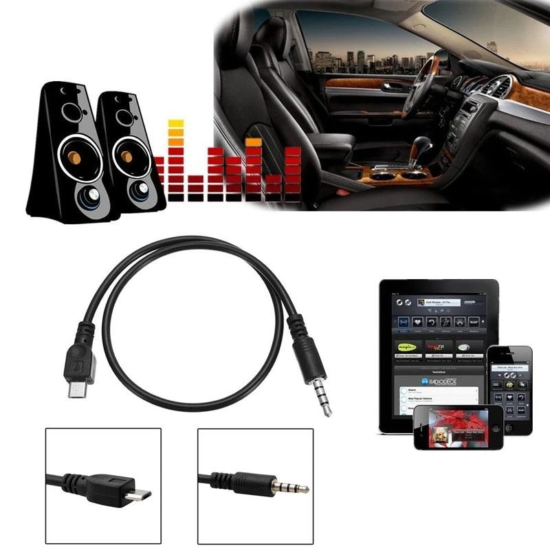 

Micro USB to 3.5mm Cable for Hi-Fi Sound Card Microphone 3.5 Adapter for Cellphone Car AUX Out Cable