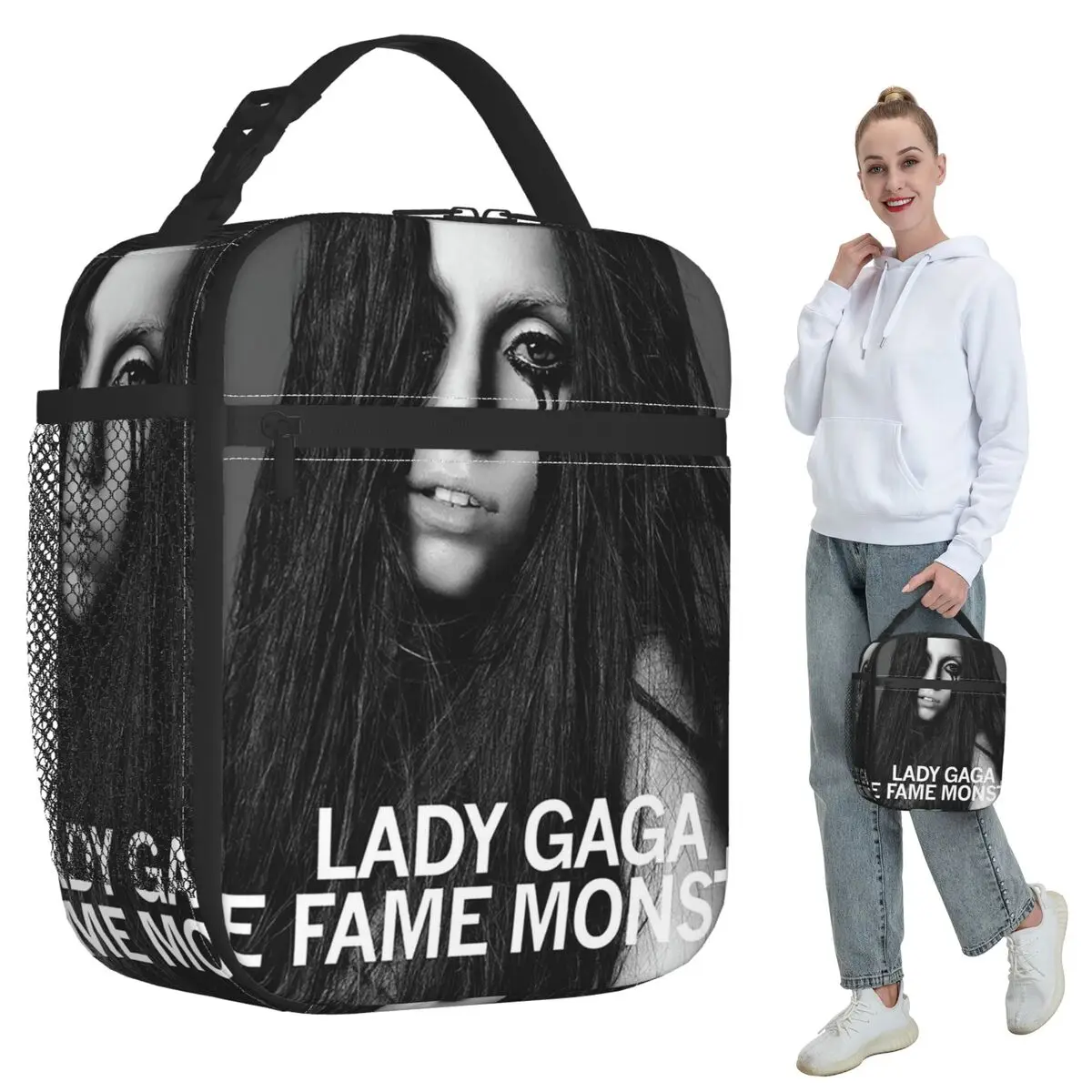 

Lady Gaga,The Fame Monster Insulated Lunch Bag for Kids School Cooler Thermal Food Box Tote Leakproof Lunch Boxes Container