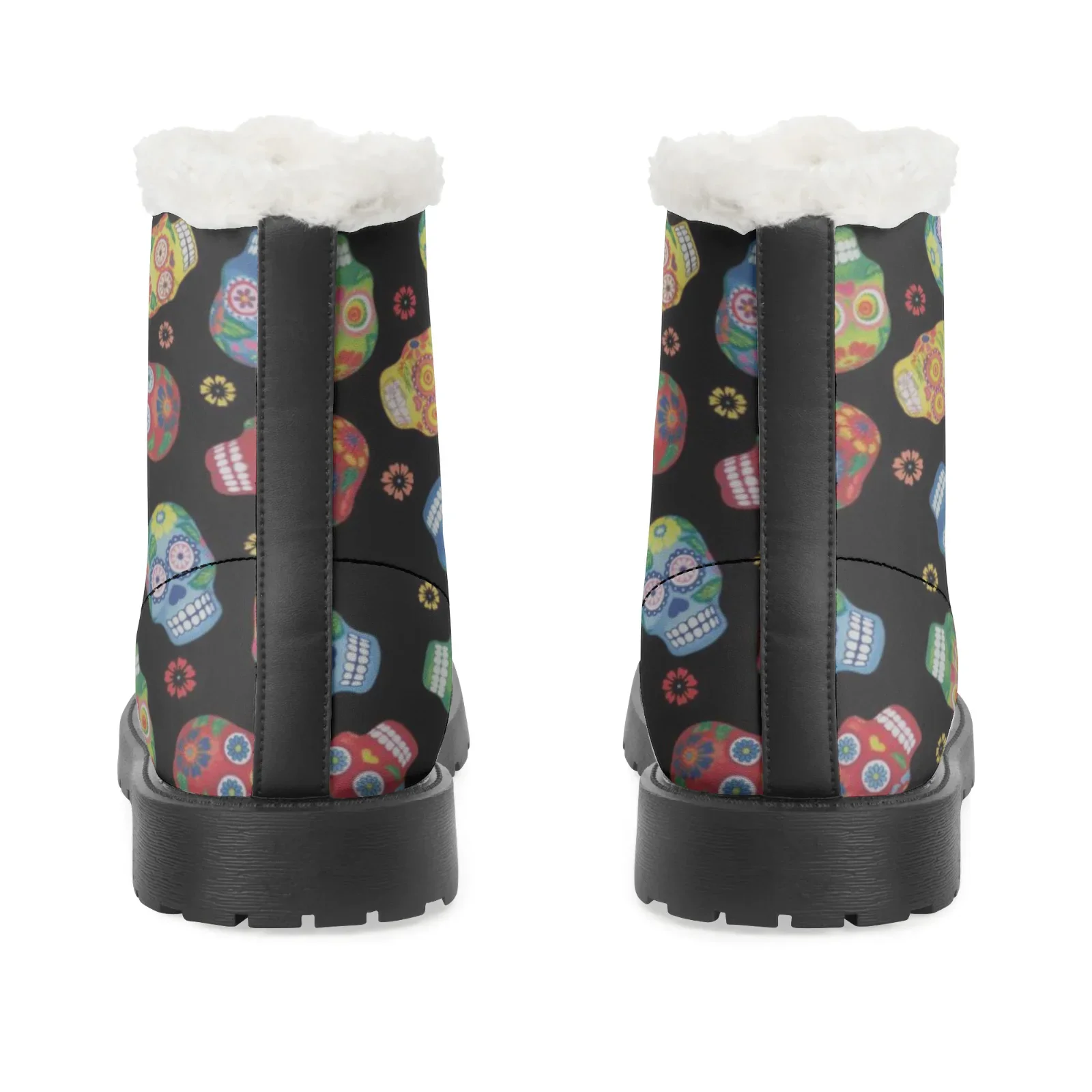 Custom colorful skull plush boots warm youth shoes casual boots hot selling mid-calf man and woman‘s winter view 5