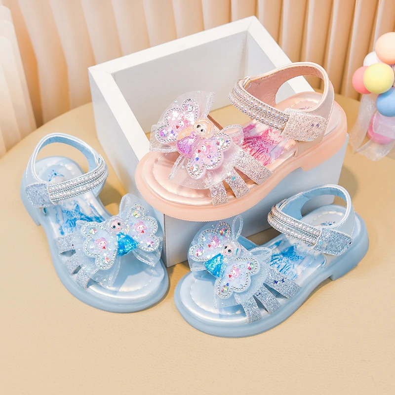 Kids'Casual Shoes Sandals PU Leather Cartoon Princess Summer Shoes For Girls Hook and Loop Anti-slip Pink Blue Shoes Size 23-33 - view 2