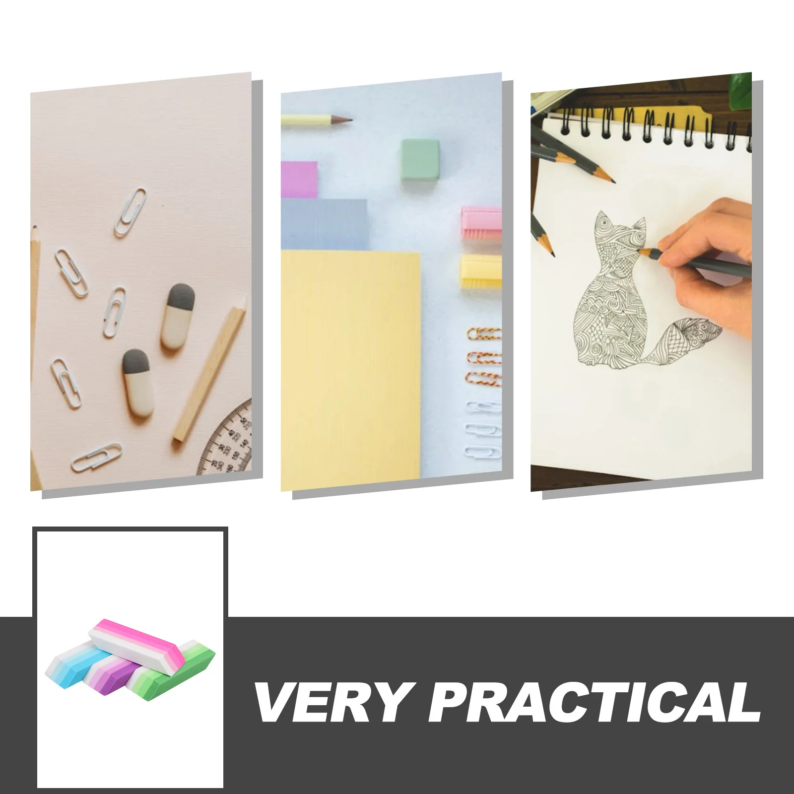 

16Pcs Art Erasers for Drawing Kneaded Pencil Sketching Rectangular Shaped Stationery Drawing Eraser Art Eraser