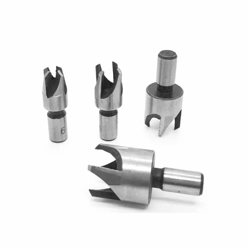 4/8 Cái Thép Carbon Vòng Tay Cầm Gỗ Cắm Lỗ Cắt Cắt Khoan Bộ Dowel Máy Làm Dụng Cụ Lỗ dao Cắt Khoan 6-16Mm
