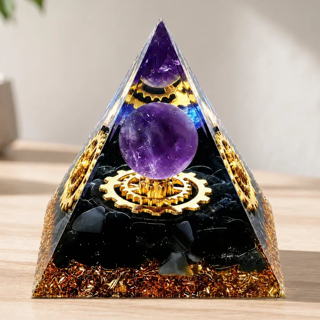 Crafting Resin - Piramide di Orgonite, Sfera di Ametista,