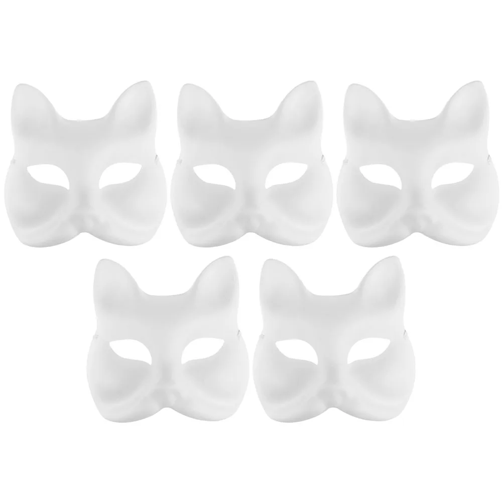 

5 шт., бумажные маски лисы ручной работы, пустые маски животных для Diy, японская полумаска, декор для Хэллоуина, маскарад для женщин