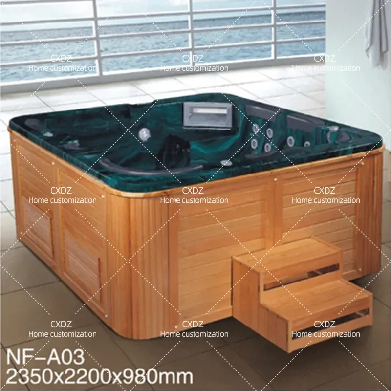 Smart Acrylic Outdoor Swimming Pool Multiplayer Spa with Surfing Function Color Control Bubble Jet Modern Simple Design for