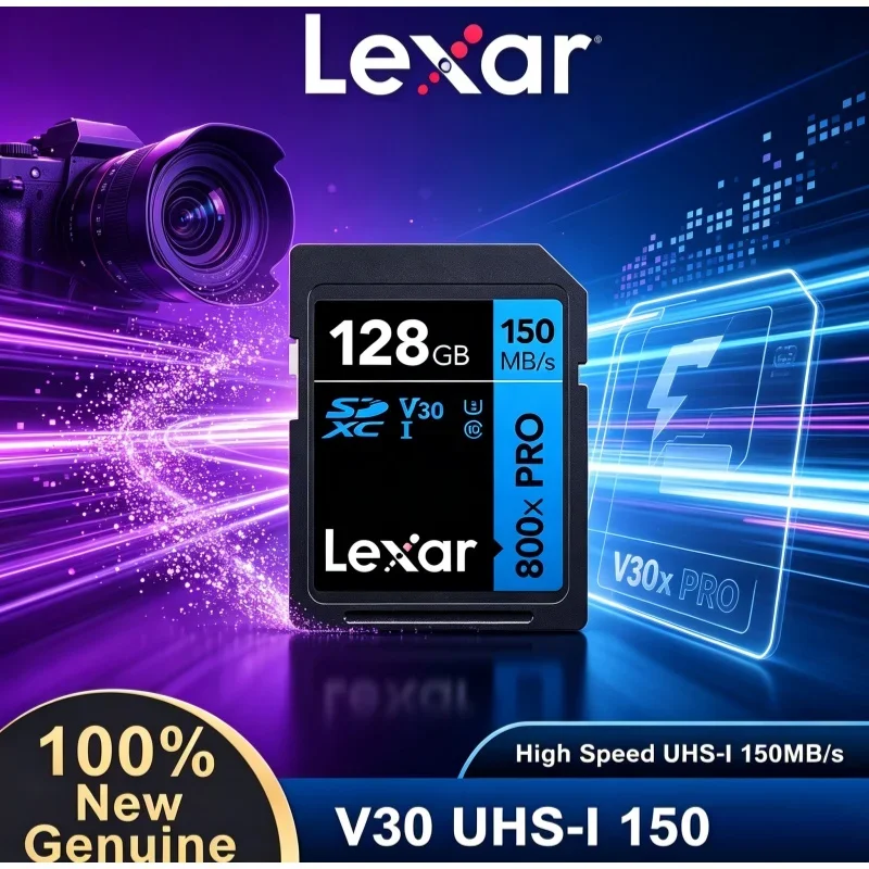 Lexar SDXC Memory Card 32-256GB, UHS‑I V30 150MB/s Class10 Storage Card for DSLR Cameras 4K Video Shooting Record