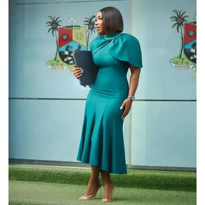 Mermaid Cap Sleeves Church gekleidet für Frauen, Bürodamen, bescheidene elegante afrikanische Slim Damen -Kleider, Date -Events, elegant 8 Hauptverkäufe Frauen bescheidene Kleider - №7