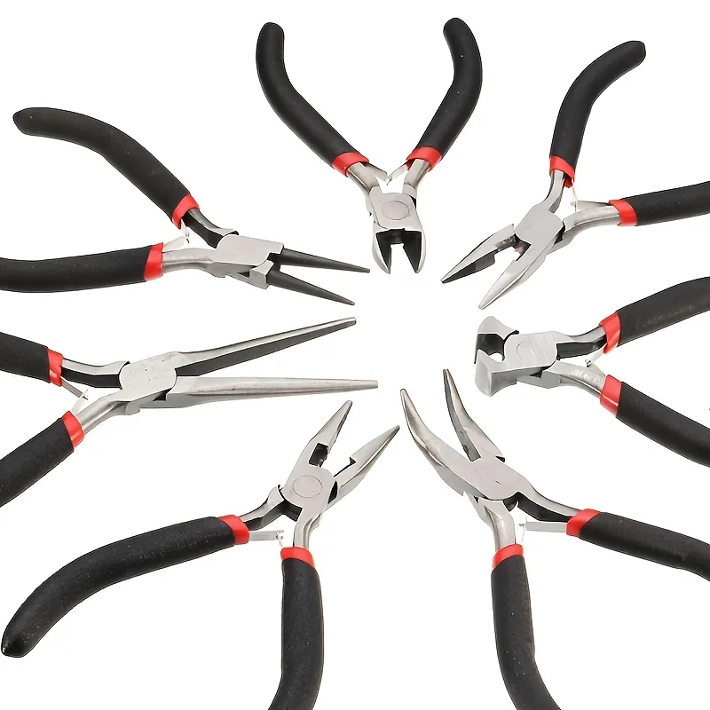 2pcs Black Multifunctional Round Mouth Jewelry Pliers with an Open Ring, Handcrafted by Tailors Using Pliers Tools to Make DIY J
