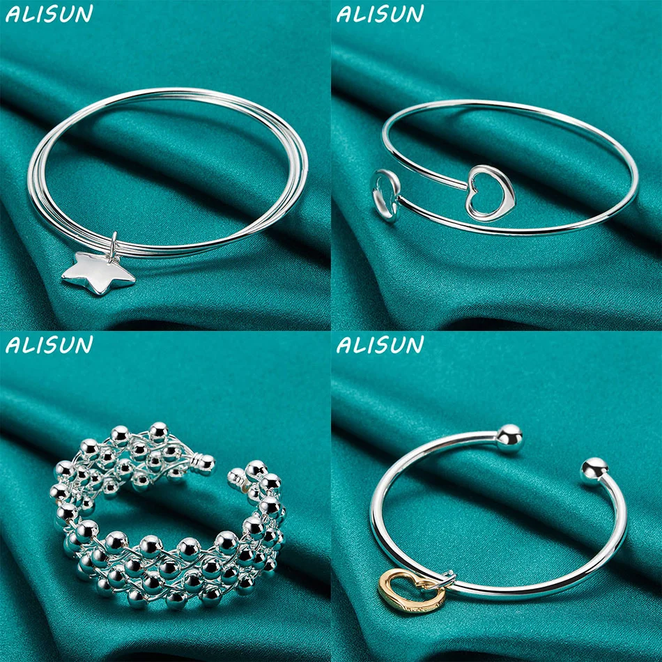 

ALISUN 925 Sterling Silver Bangle Geometric Bracelet For Women Creativity Gifts Street All-match Party And Daily Wear