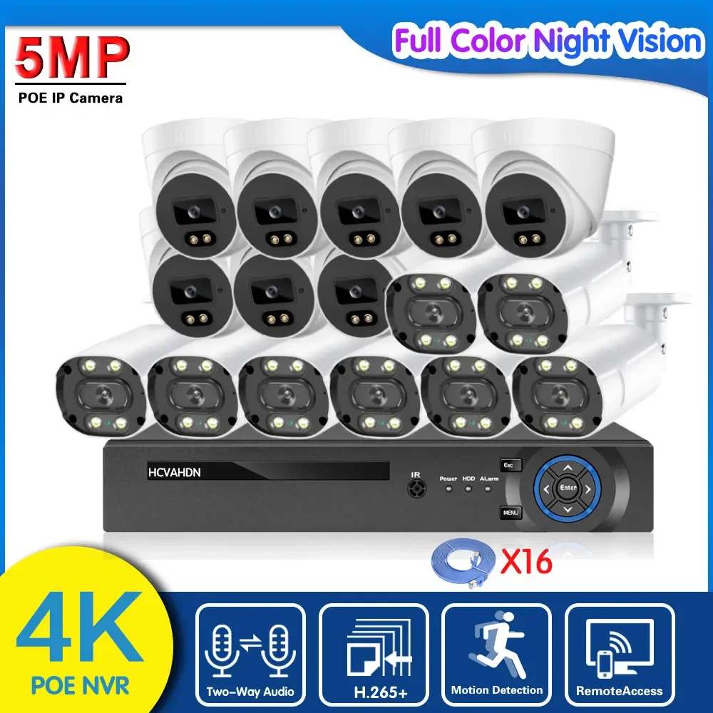 

CCTV Camera Security System Kit 4K 16CH POE NVR Kit 5MP Outdoor Street IP Monitoring Camera Video Surveillance System Set XMEYE