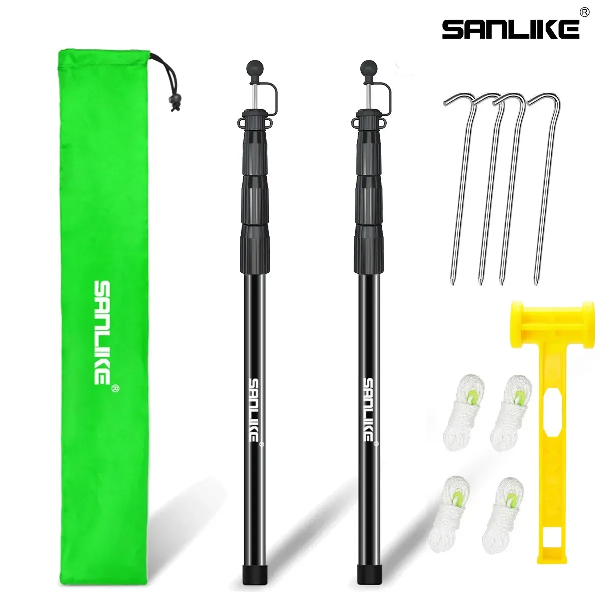 

SANLIKE 2 Piece Tent Pole Retractable Ultralight Fibreglass Tarp Pole Canopy Pole Extendable Camping Sub Pole with Accessories