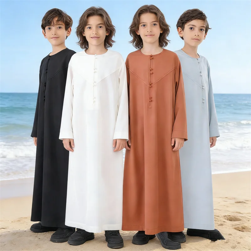 

Детская мусульманская одежда для мальчиков: Ид Джубба, Тобе, Даха, Дидаша, длинное платье-роба, арабская одежда для Рамадана, Саудовская Аравия, Турция, Абая