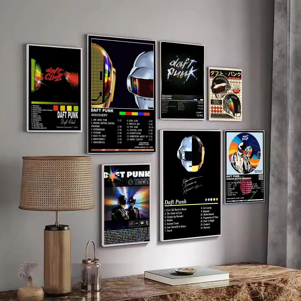 Music Group D-Daft P-Punk Poster Decorative Stickers Wall Art Mural Photo Design for Home Living Room Hallway Decoration