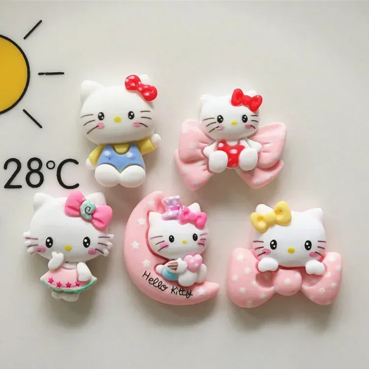 5 ชิ้น miniso series sanrio hello kitty การ์ตูนเรซิ่น flatback cabochons งานฝีมือ diy วัสดุเครื่องประดับทํา charms