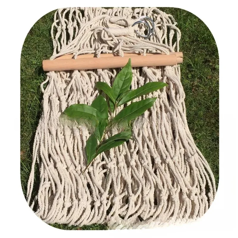 1Pcs Anti-turnover Cotton Mesh Hammock Outdoor Camping Mesh Hammock Short Stick Leisure Mesh Pocket Hammock
