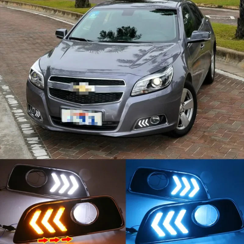 

1Pair For Chevrolet chevy Malibu 2011-2015 LED Daytime Running Lights DRL With Yellow Turn Signal Lights COB light