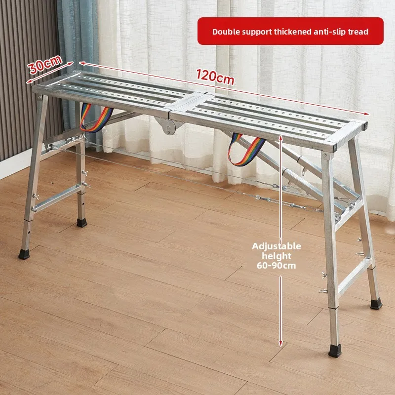 Verdikte stalen paardenkrukladder, mobiel werkplatform, opvouwbaar steiger met dubbele steun, technische ladder voor binnendecoratie
