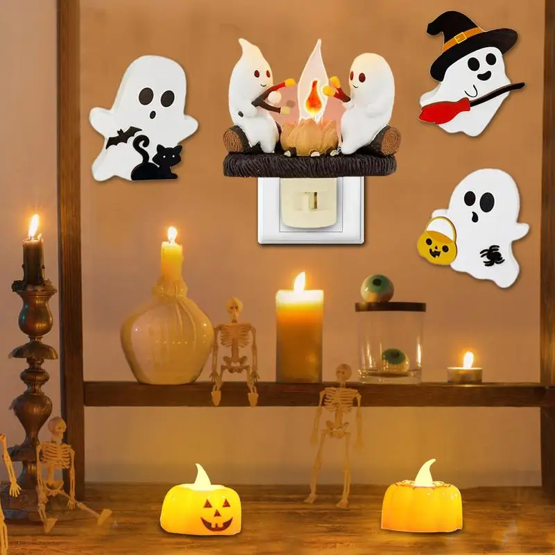 Ghost Bonfire Flashing Night Light Ghosts Campfire Table Lamp Ghost Roasting Marshmallows Campfire Flickering Nightlight