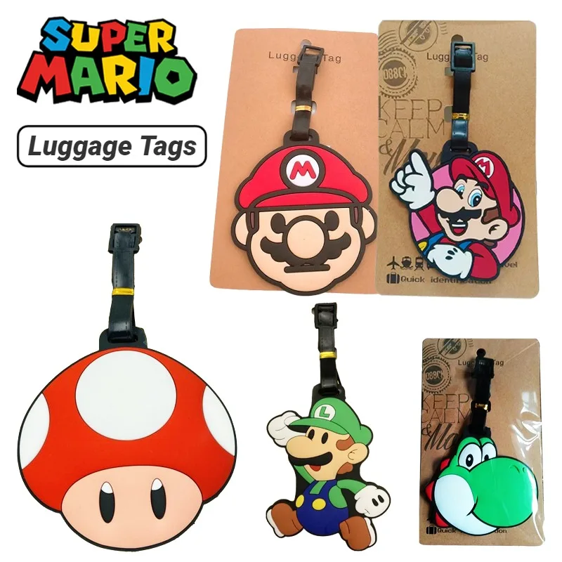 Super Mario Cute Anime Luggage Travel Accessories Tag Silica Gel Suitcase ID Addres Holder Baggage Boarding Tag Portable Label