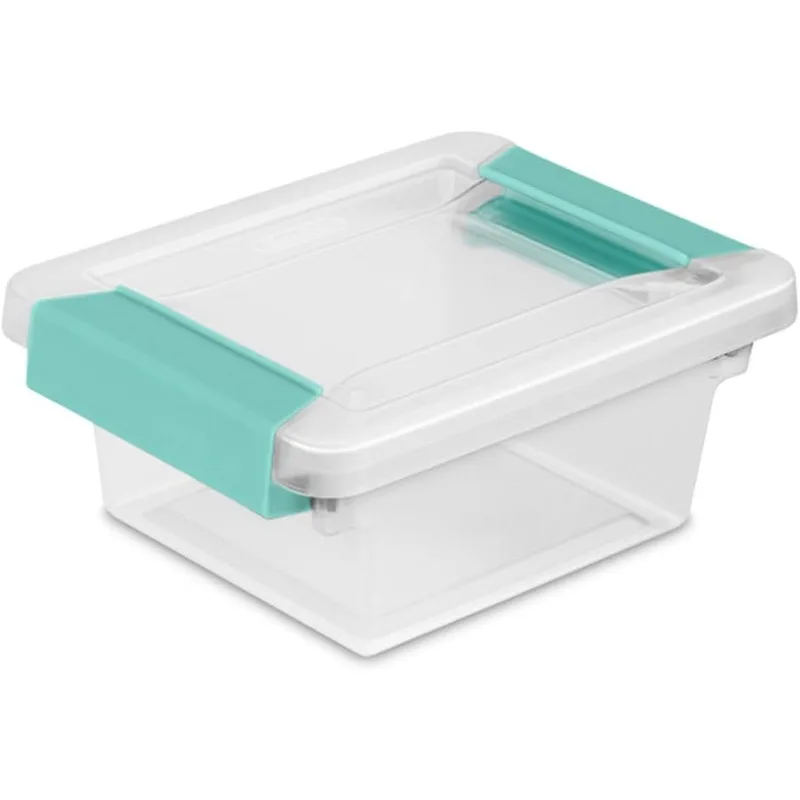 

12-Pack Clip Box, Stackable Clear Plastic Bins with Latching Lids, Mini - Writing, Arts or Crafts Supplies Storage Containers fo