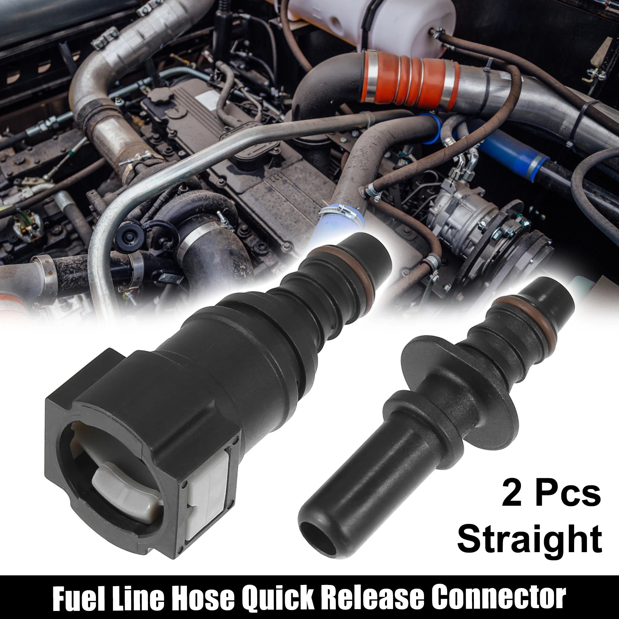 X Autohaux 8mm 9.89mm SAE to 10.5mm Straight Bend Fuel Line Hose Quick Release Connector Disconnect Hose Nylon 1pc 2Pcs