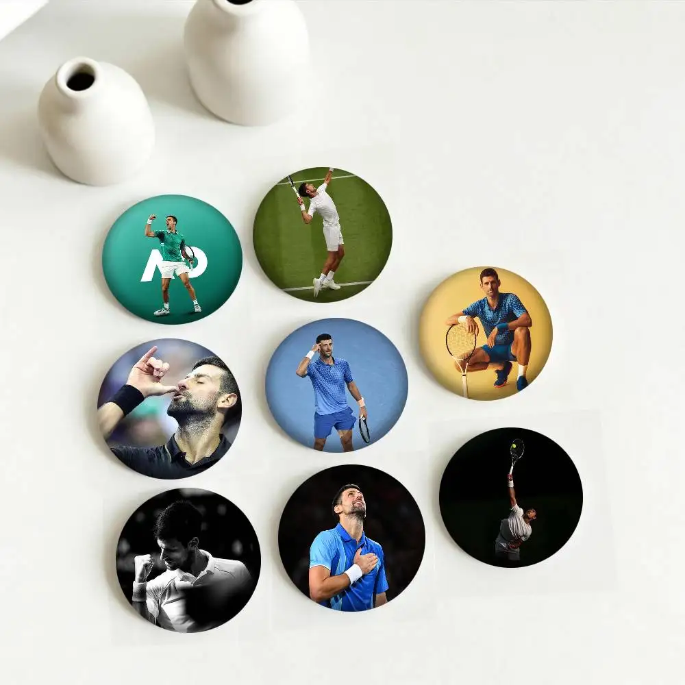 world-class tennis superstars Novak Djokovic 25 32 44 58 75mm Badges Personalized Round Brooches Pins Accessory Gift