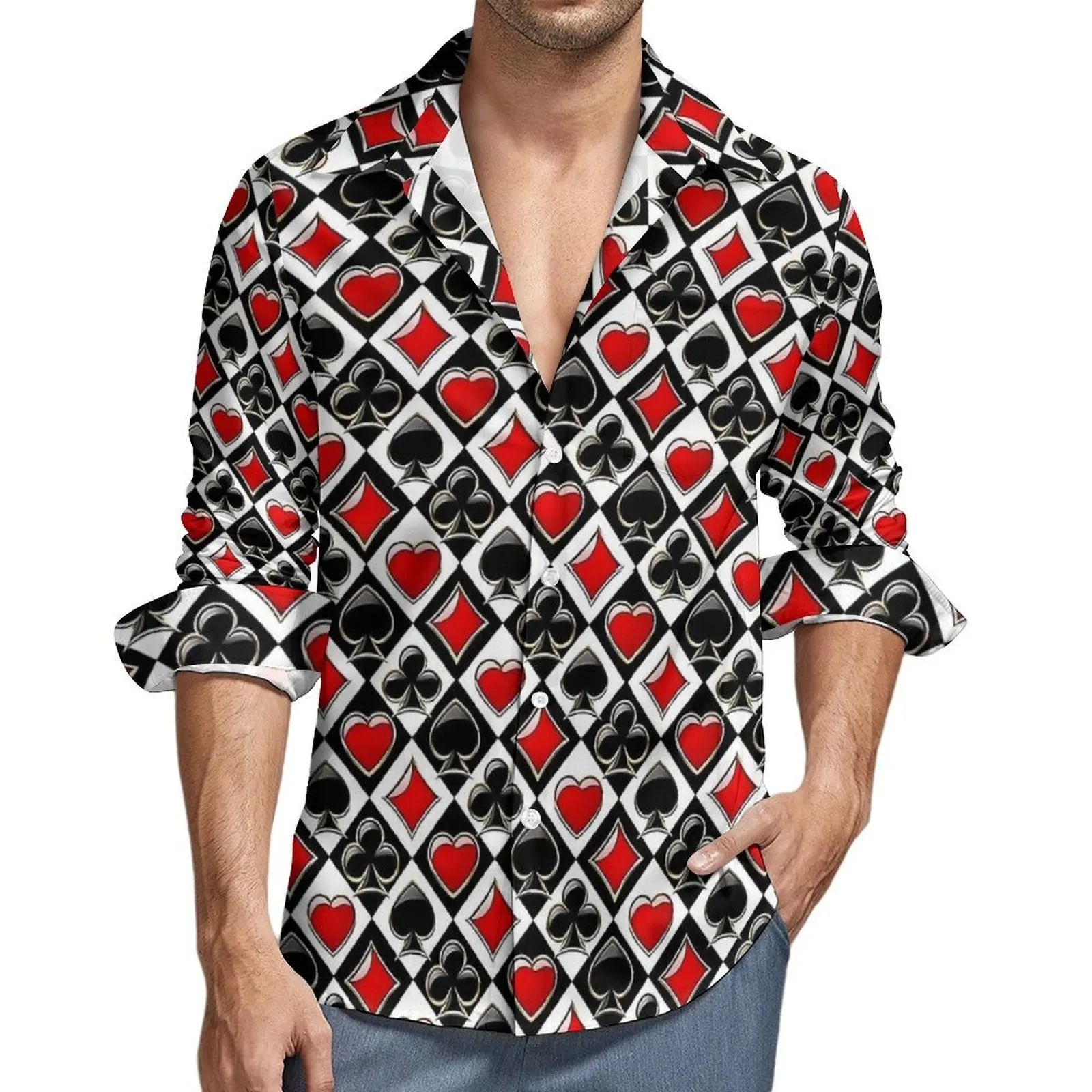 Playing Cards Casual Shirts Card Suits Elegant Shirt Spring Breathable Oversize Blouse Men Long Sleeve Clothes Birthday Gift