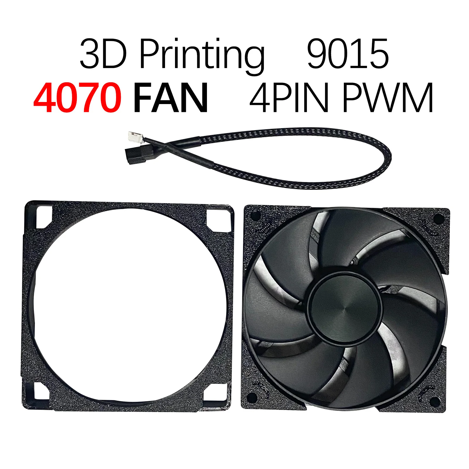 3D Printed 4070 Modified Fan 9cm 9015 PWM 4Pin,5400RPM FDB Bearing,Low Noise High Air Volume,ITX PC High Performance Case Cooler