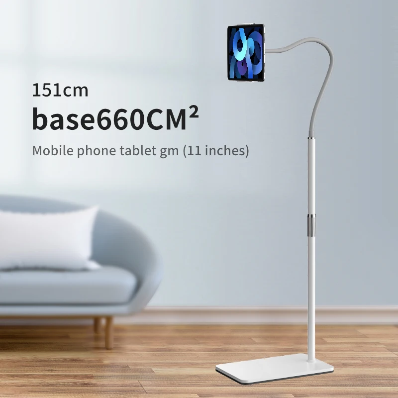 Adjustable L6 Tablet Floor Stand Flexible Gooseneck Stable Aluminum Base For Smartphones & Tablets Durable Metal Material