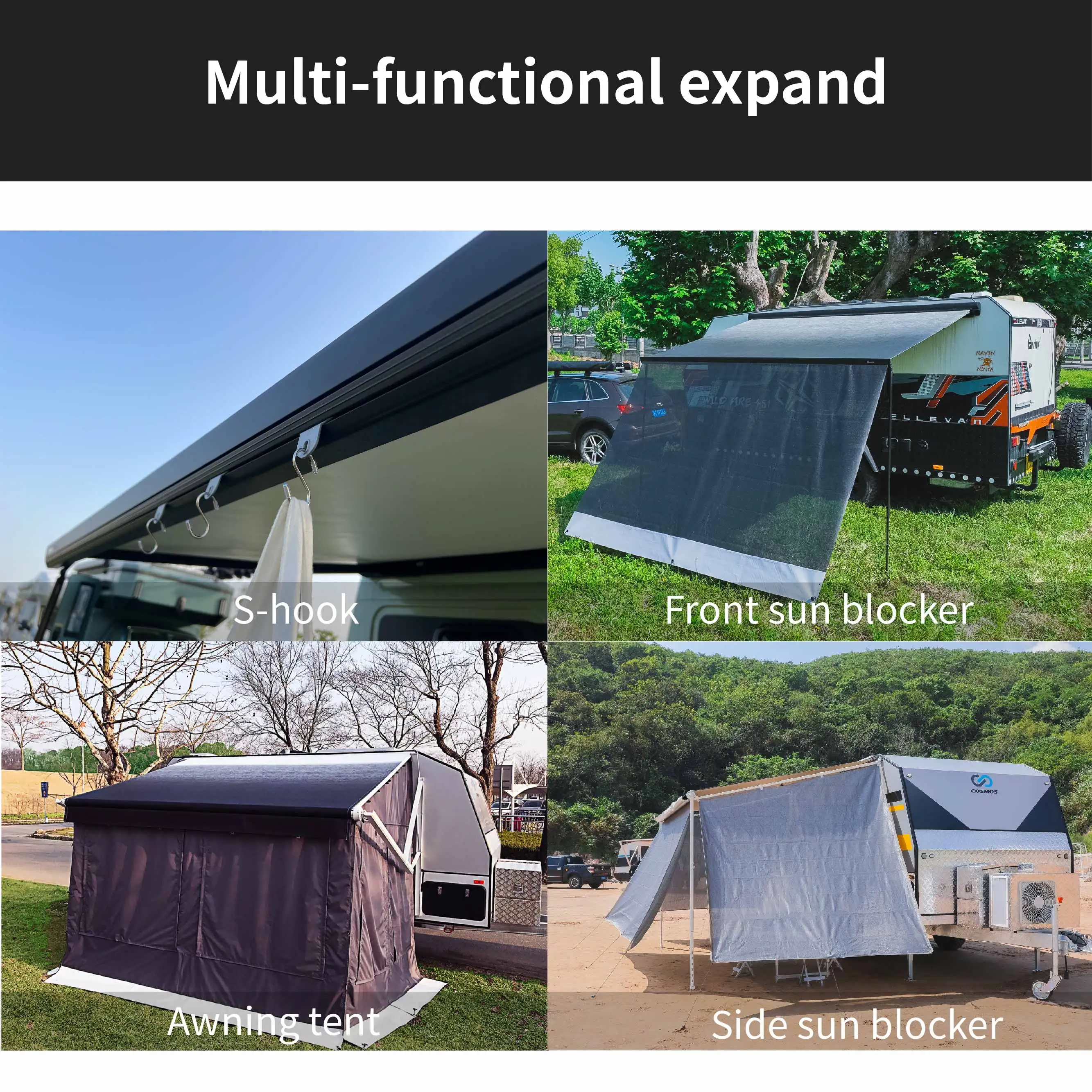 Wareda 16ft 2.5m*3m Camper Car Trailer Electric RV Automatic Full Cassette Awning for Camper Motorhome