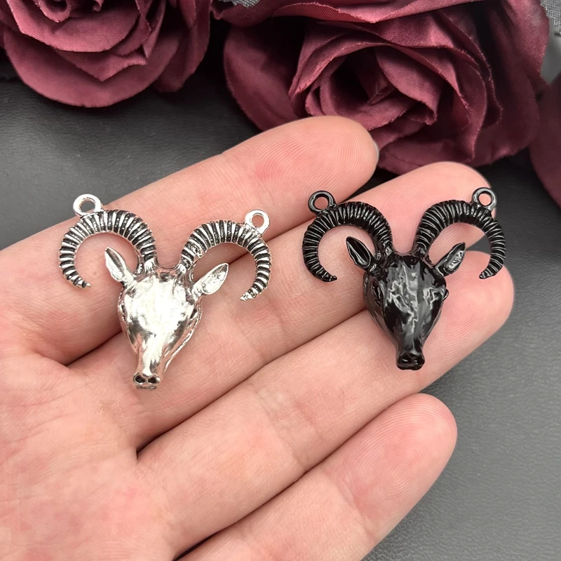 5pcs/lot--36x36mm, Sheep Head Chams,Antique Silver Plated Bull Head Charms,DIY Supplies,Jewelry Accessories