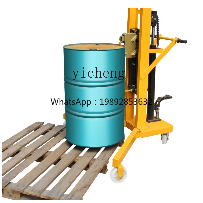 A  manual hydraulic oil drum electric handling foot-operated stacker loading and unloading lift truck DTF450 with weighing truck