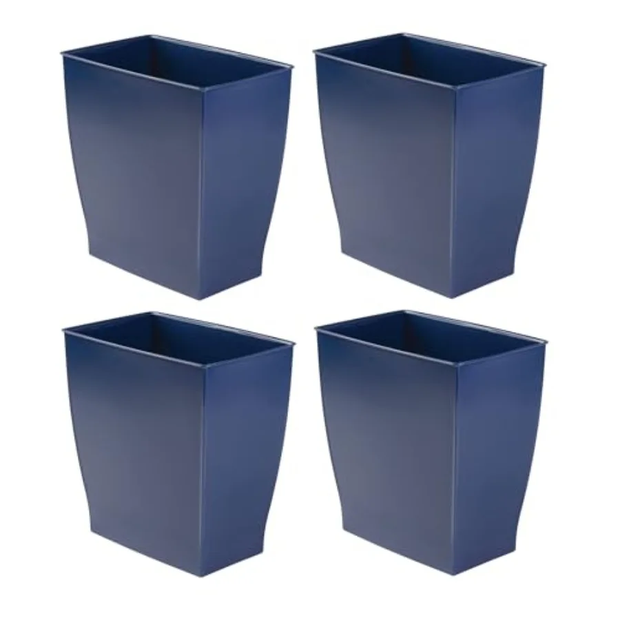 

Small Plastic Bathroom Trash Can Slim Rectangle Garbage Bin for Bedroom Office Dorm 4-Pack Navy Blue