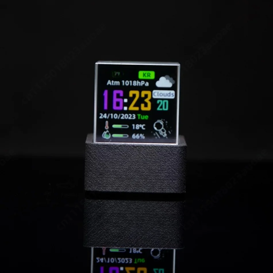 Mini Transparent WiFi Weather Clock, Creative Desktop Display, Digital Time & Temperature Monitor for Home Decor & Gift
