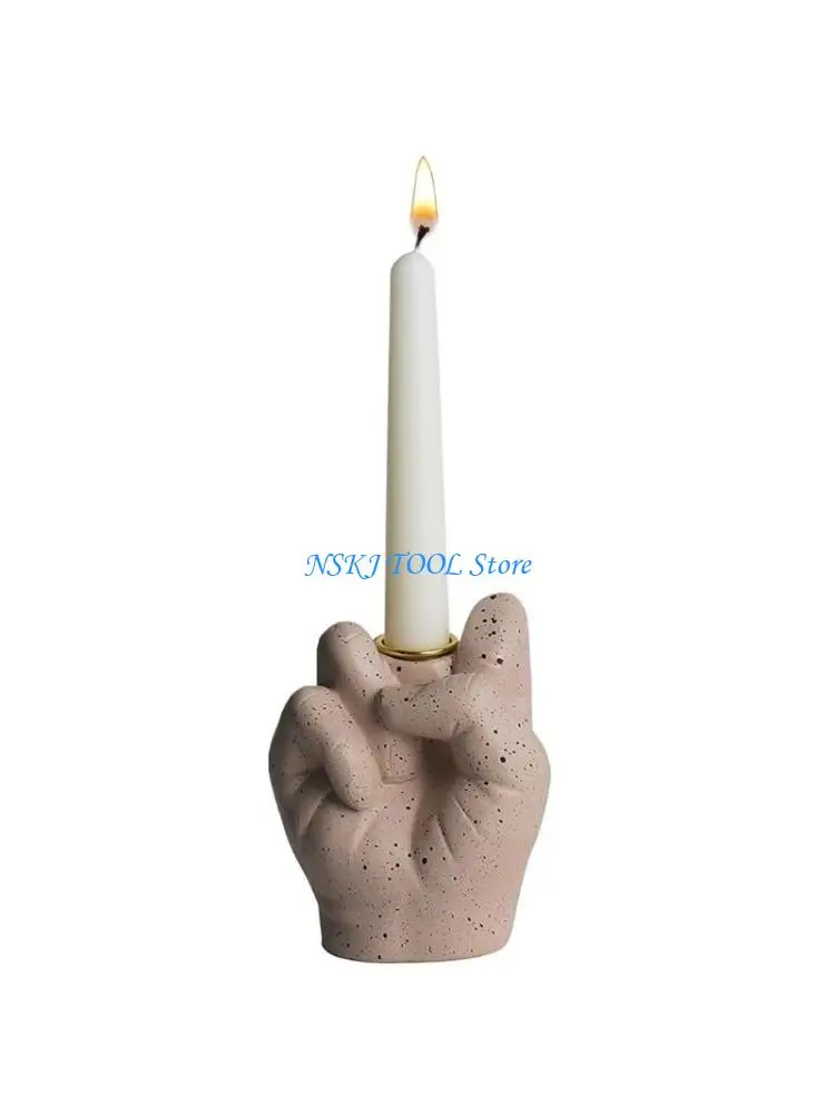 L8RC Funny Middle Finger Holder Table Candlelight Dinner Props Decoration