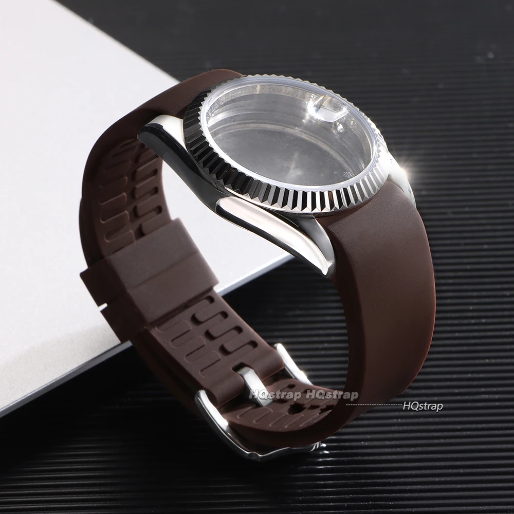 Curved End Rubber Strap 20mm 22mm Silicone Watch Band for Seiko Waterproof Sport Bracelet for Rolex High Quality Wristband Belt view 5
