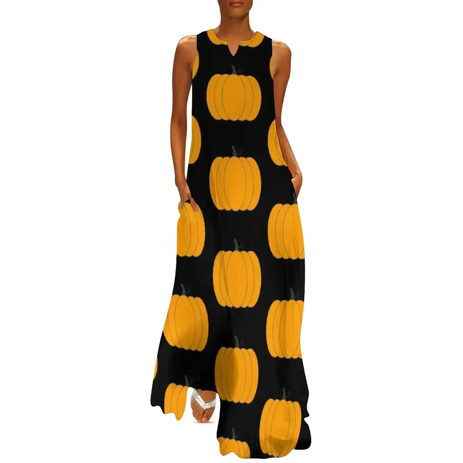 

Pumpkin Long Dress Prom gown Casual dresses evening dress Women's clothing Dress