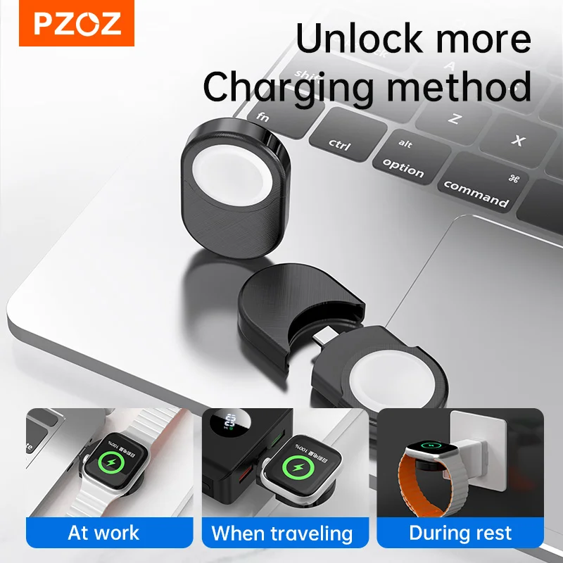 

PZOZ For Apple Watch 10 9 8 SE Ultra2 Portable Wireless Charger USB Type C Mini Magnetic Charging For iWatch Series Dock Station