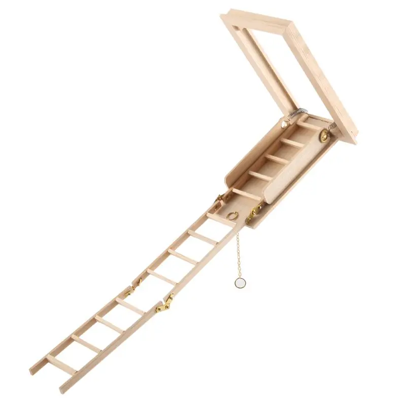 

WOTT-1:12 Кукольный домик Мини Современная миниатюрная мебель Складная чердачная лестница Украшение дома