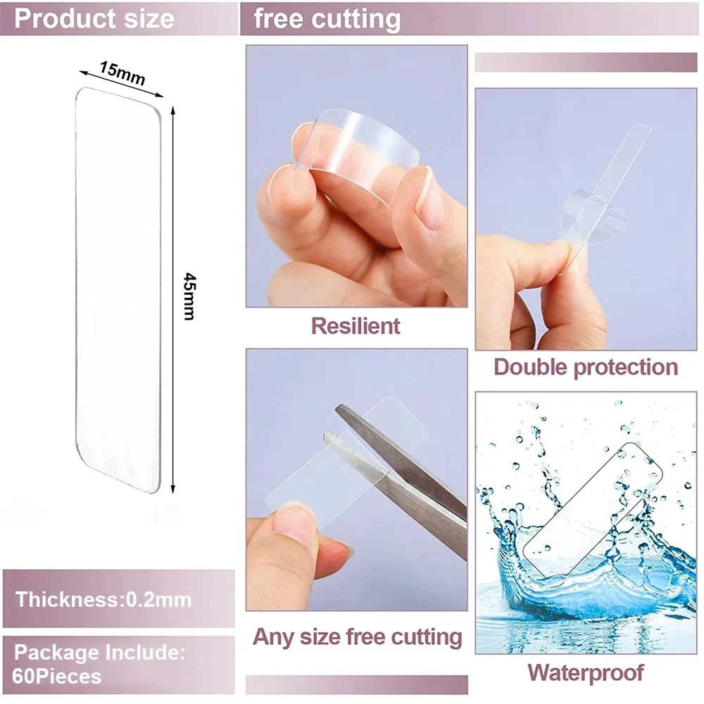Reusable Double Sided Tape Transparent Nano Glue Seamless Self Adhesive Waterproof Seamless Wall Stickers Washable Tape