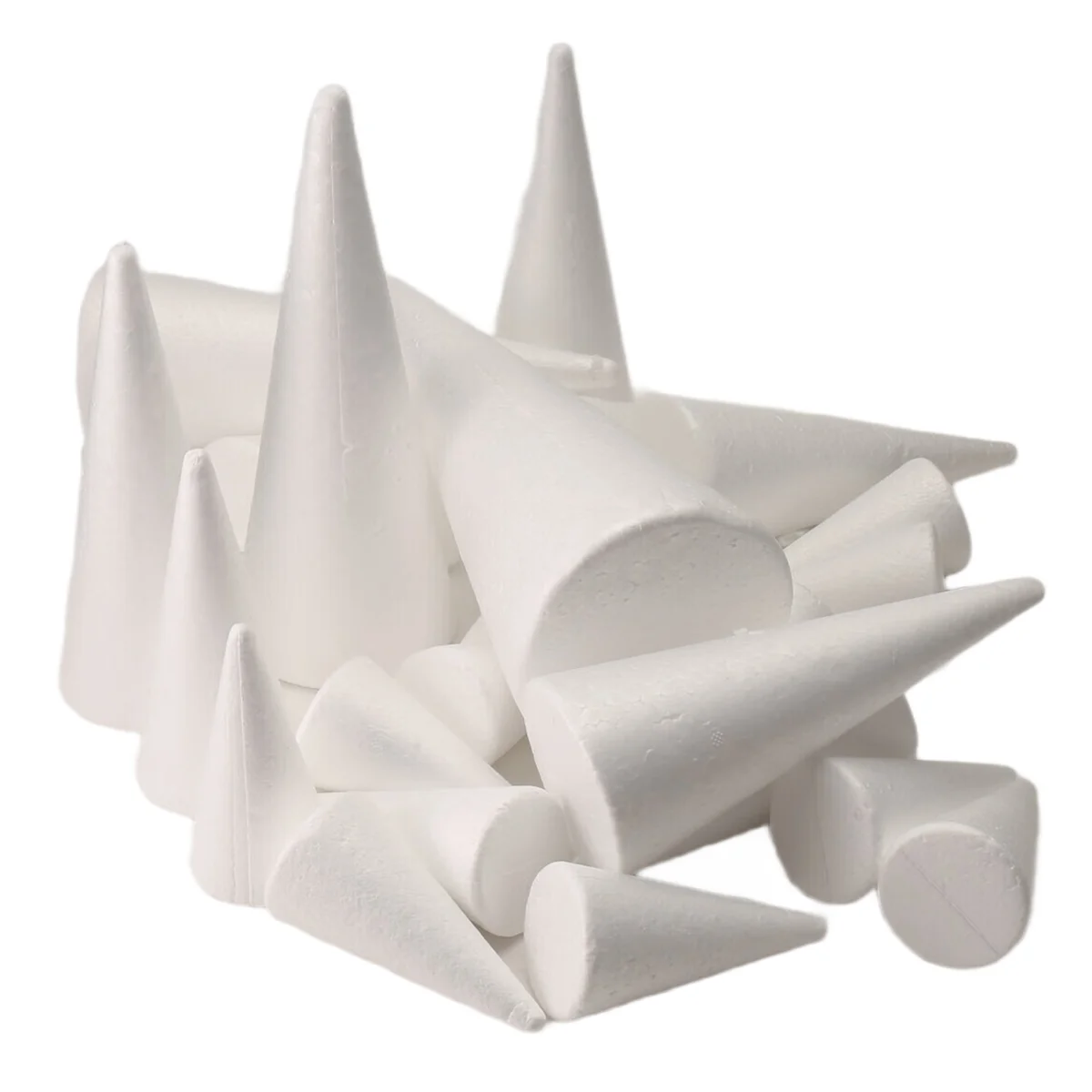 AD11 Paquete de 24 conos de espuma para manualidades, conos de árbol de espuma, conos de espuma en forma para artes, manualidades, árbol de Navidad, escuela, proyecto de manualidades DIY