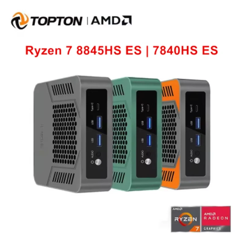 Topton Mini PC AMD Ryzen 7 8845HS ES 7840HS ES Version USB4.0 Dual LAN 2xDDR5 PCIe4.0 Windows 11 Pro Nuc Mini Computers WiFi6