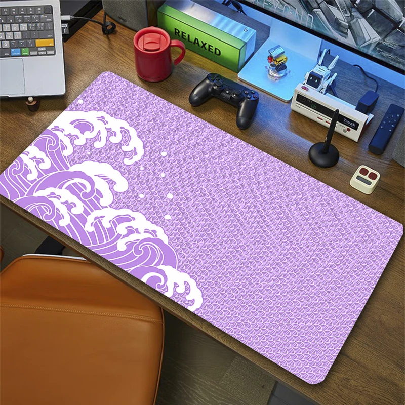 

Blue Japanses Great Wave Mousepad Original Desk Pad Pc Gamer Mat Big Keyboard Pad Mouse Pad XXL Mats Rubber Locked Edge Carpet