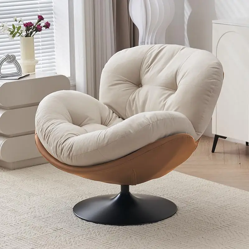 

Retro single sofa balcony casual rotating chair designer lazy balcony eggshell bedroom recliner