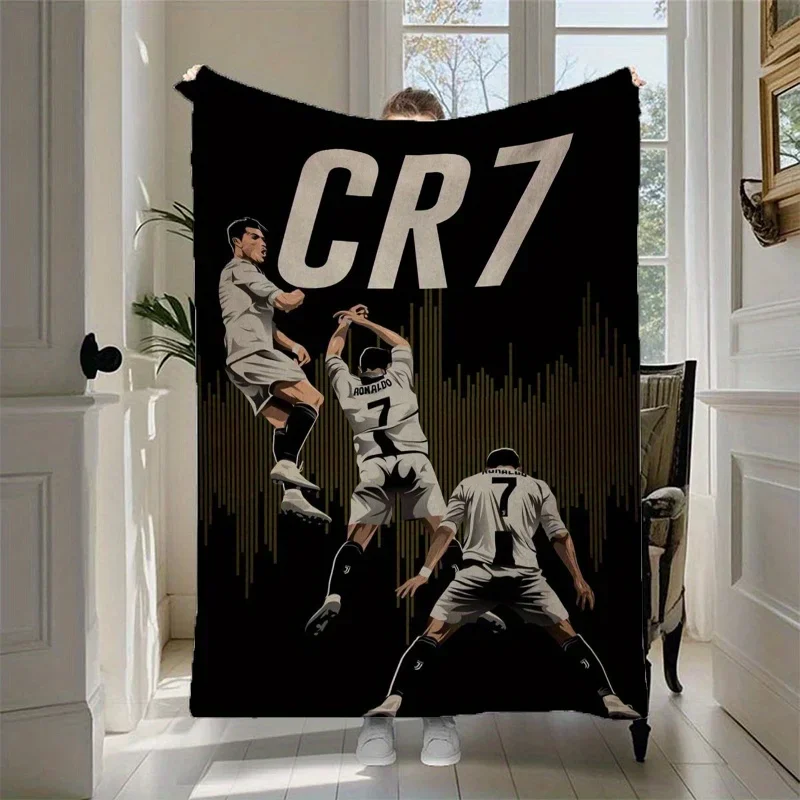 

CR Fleece Blanket Soft Cozy FootballThemed Throw with Player Design AllSeason Comfort