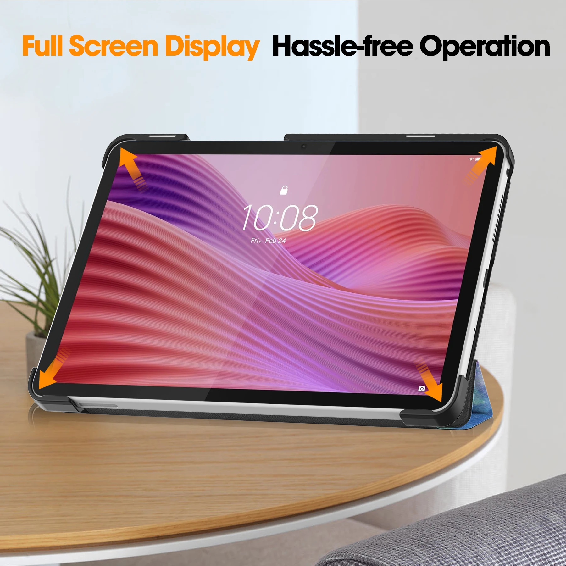 Capa para tablets para Lenovo Tab One/Tab K9 8,7 polegadas PU couro com rodízio triplo capa dura