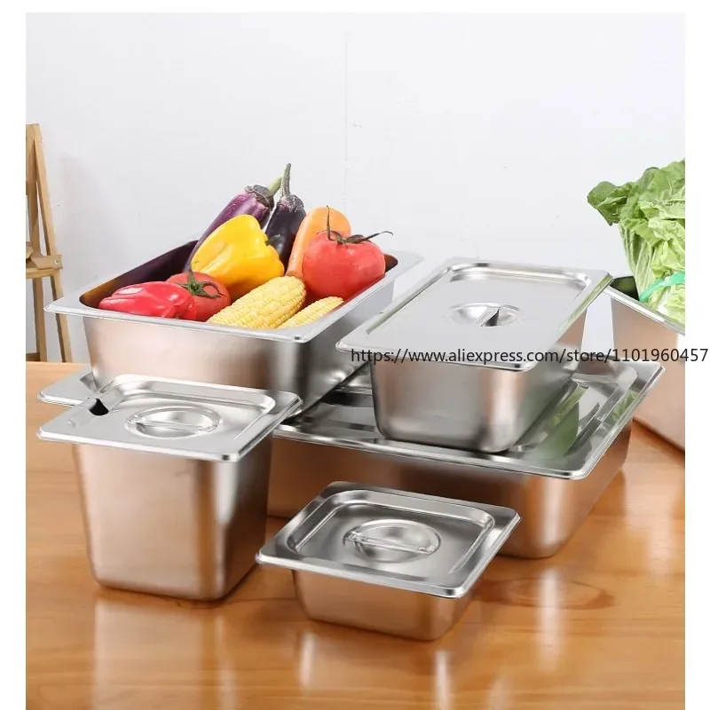 

Deep Hotel Pans Anti Clogging Stainless Steel Steam Table Pans Commercial Metal Food Catering Trays
