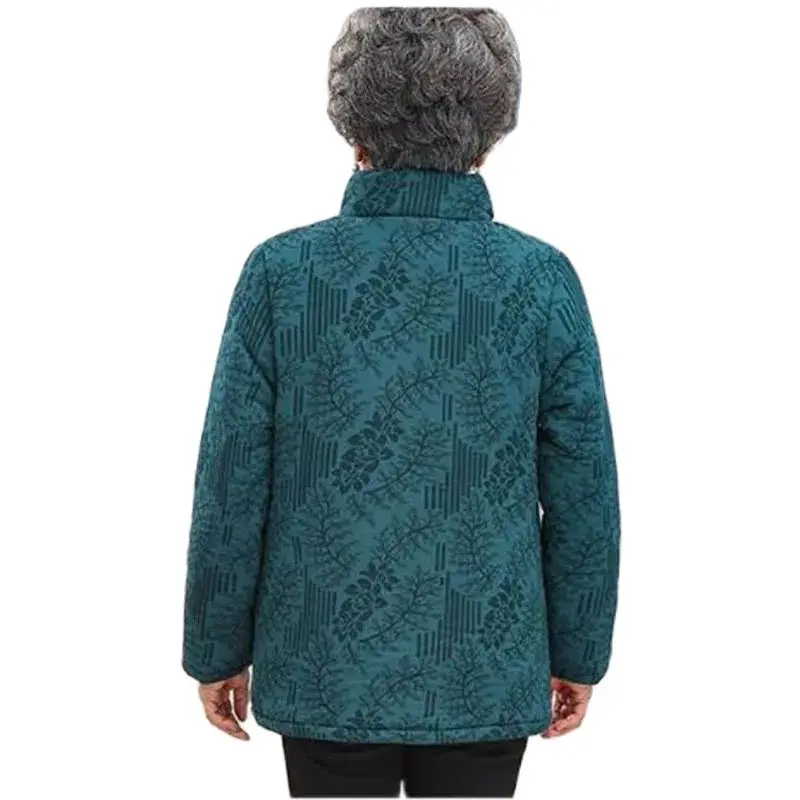 New Grandma Wear Cotton-Padded Coat Middle-Aged Elderly Mother Winter Clothes Women Parkas Velvet Thick Jacket Outerwear XL-5XL