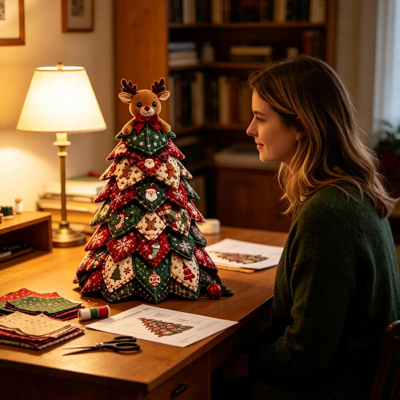 Christmas Tree Craft Kit Fabric Precut Sewing Crafts Set Adults Christmas Tree Sewing Kit For Home Hobby Studio Office Travel